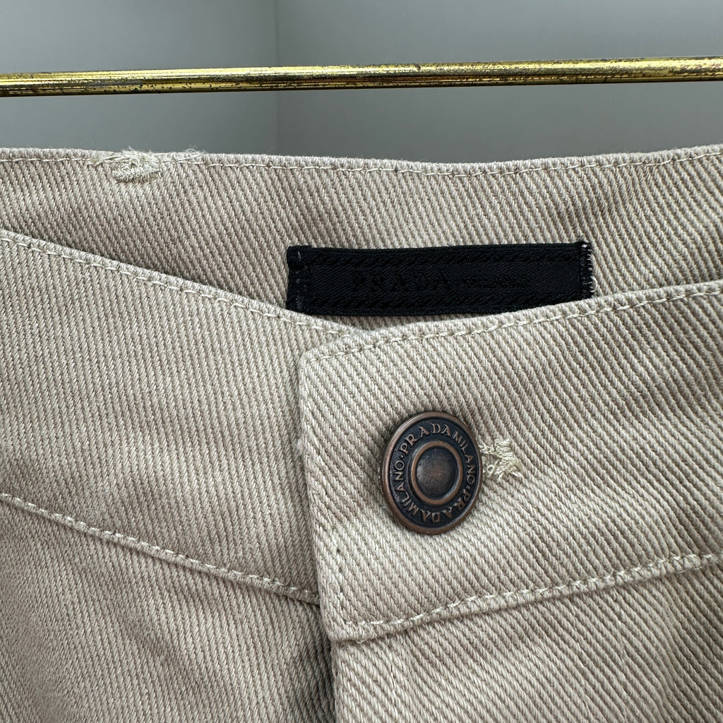 Prada Minimalist Beige Cotton Straight Denim Pants