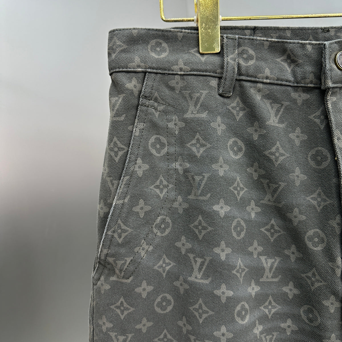 Louis Vuitton All-Over Monogram Charcoal Workwear Denim Trousers