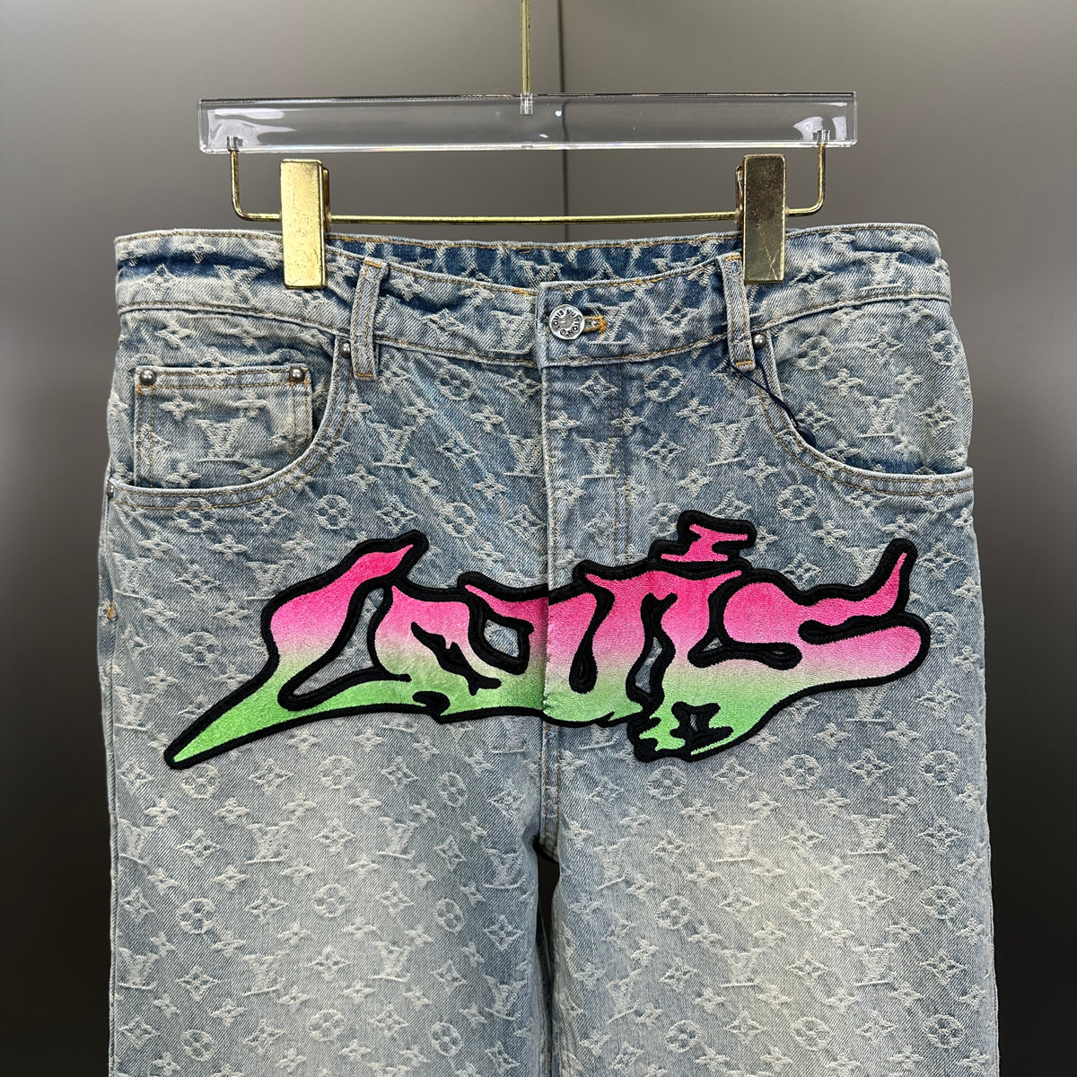 Louis Vuitton Neon Graffiti Logo Monogram Denim Trousers – Bleached Indigo