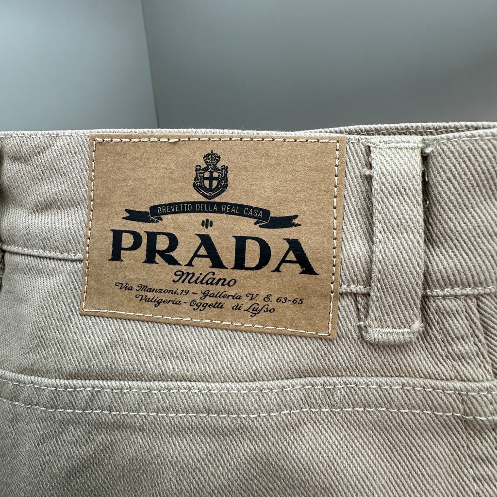 Prada Minimalist Beige Cotton Straight Denim Pants
