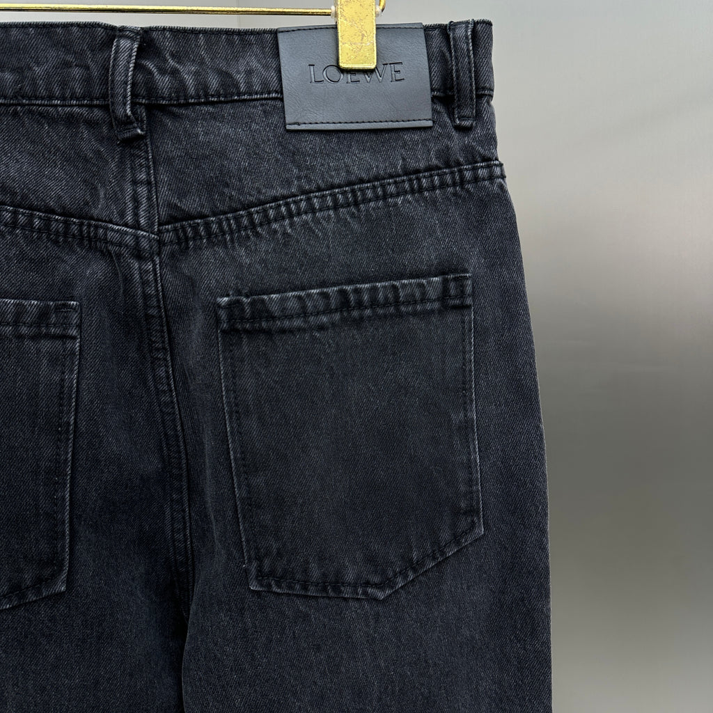 Loewe Anagram Patchwork Straight Denim Pants – Charcoal Black