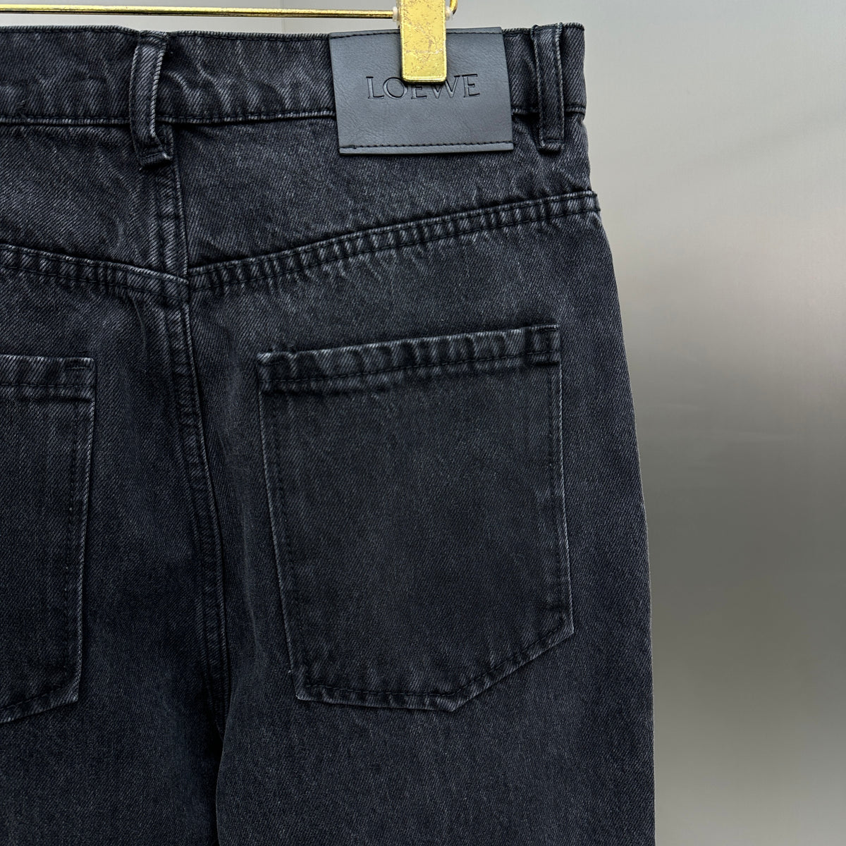 Loewe Anagram Patchwork Straight Denim Pants – Charcoal Black
