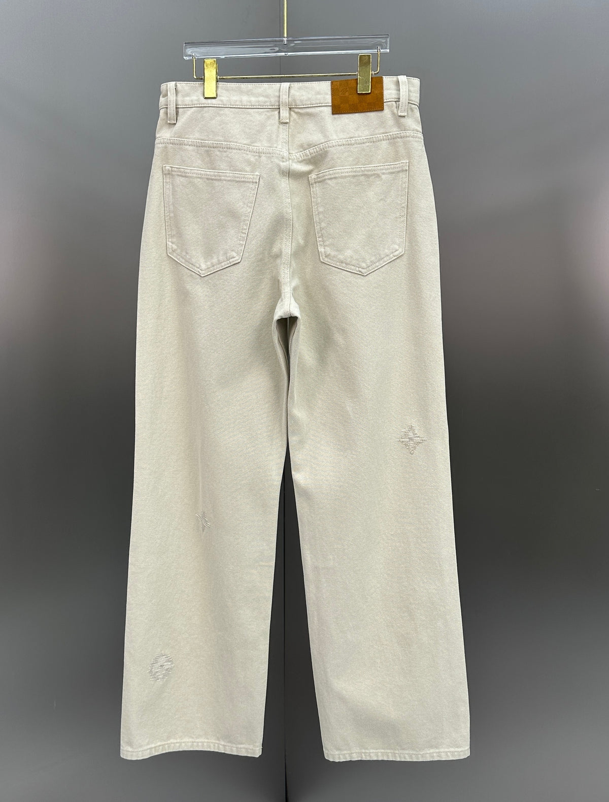 Louis Vuitton Subtle Monogram Motif Off-White Denim Trousers