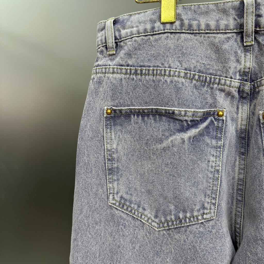 Louis Vuitton Faded Violet Denim Trousers with Leather Pocket Patch