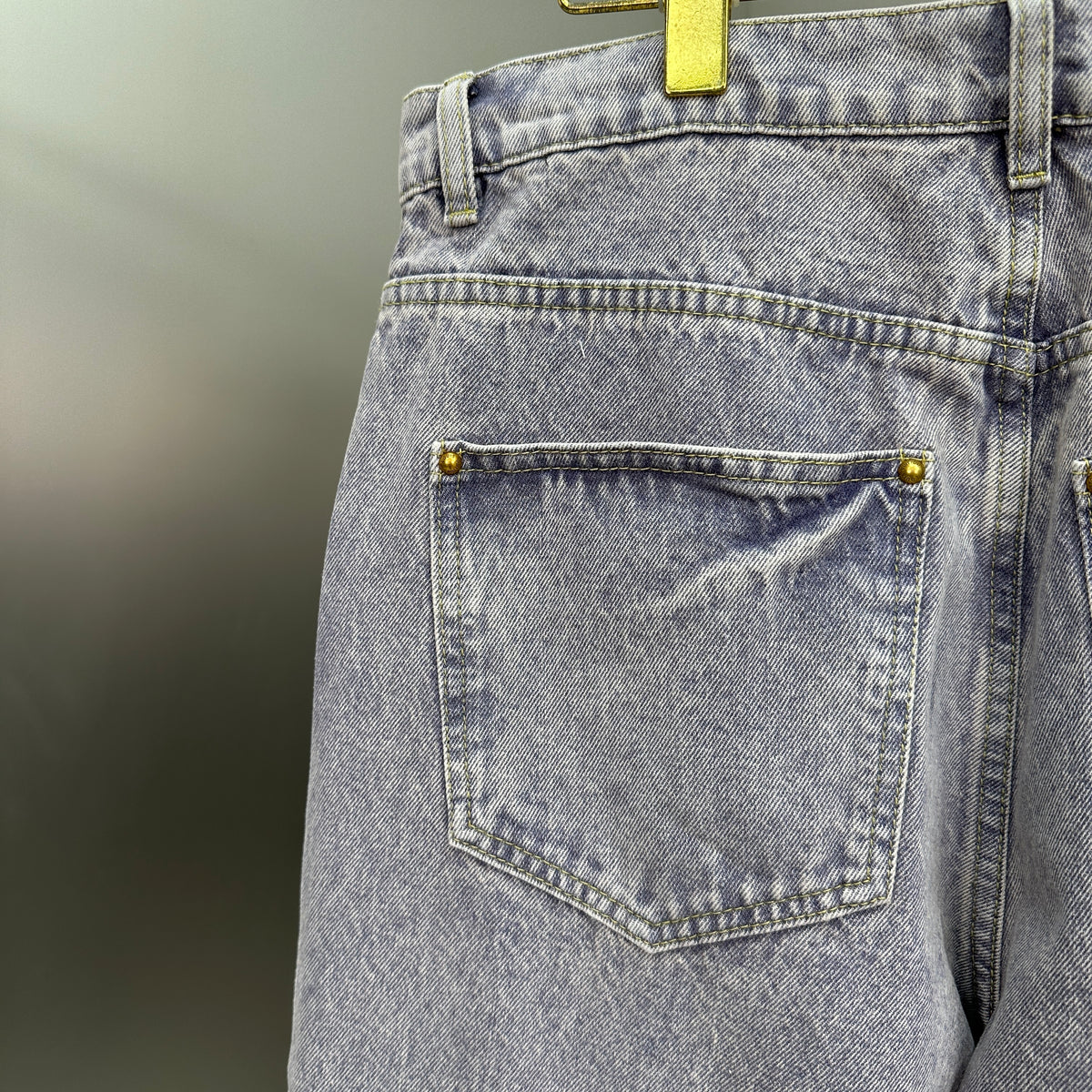 Louis Vuitton Faded Violet Denim Trousers with Leather Pocket Patch
