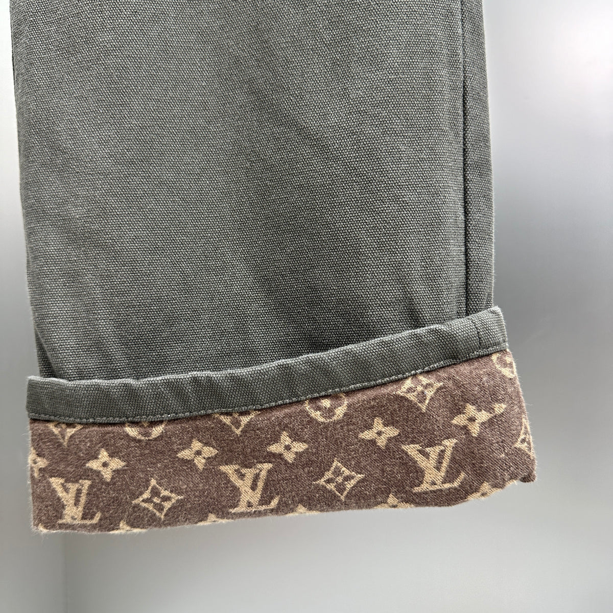Louis Vuitton Double-Knee Faded Black Denim Trousers with Monogram Cuffs