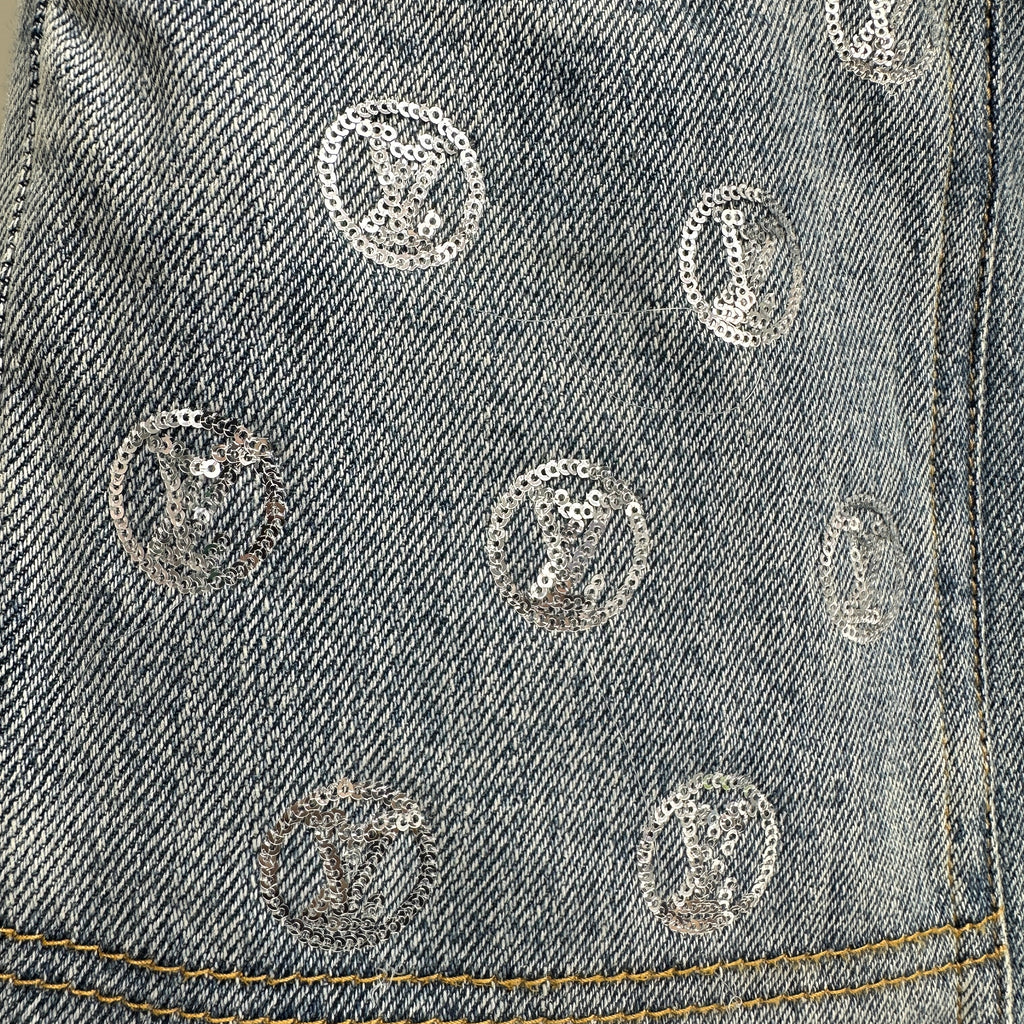 Louis Vuitton Silver LV Monogram Pocket Wide-Leg Denim Trousers