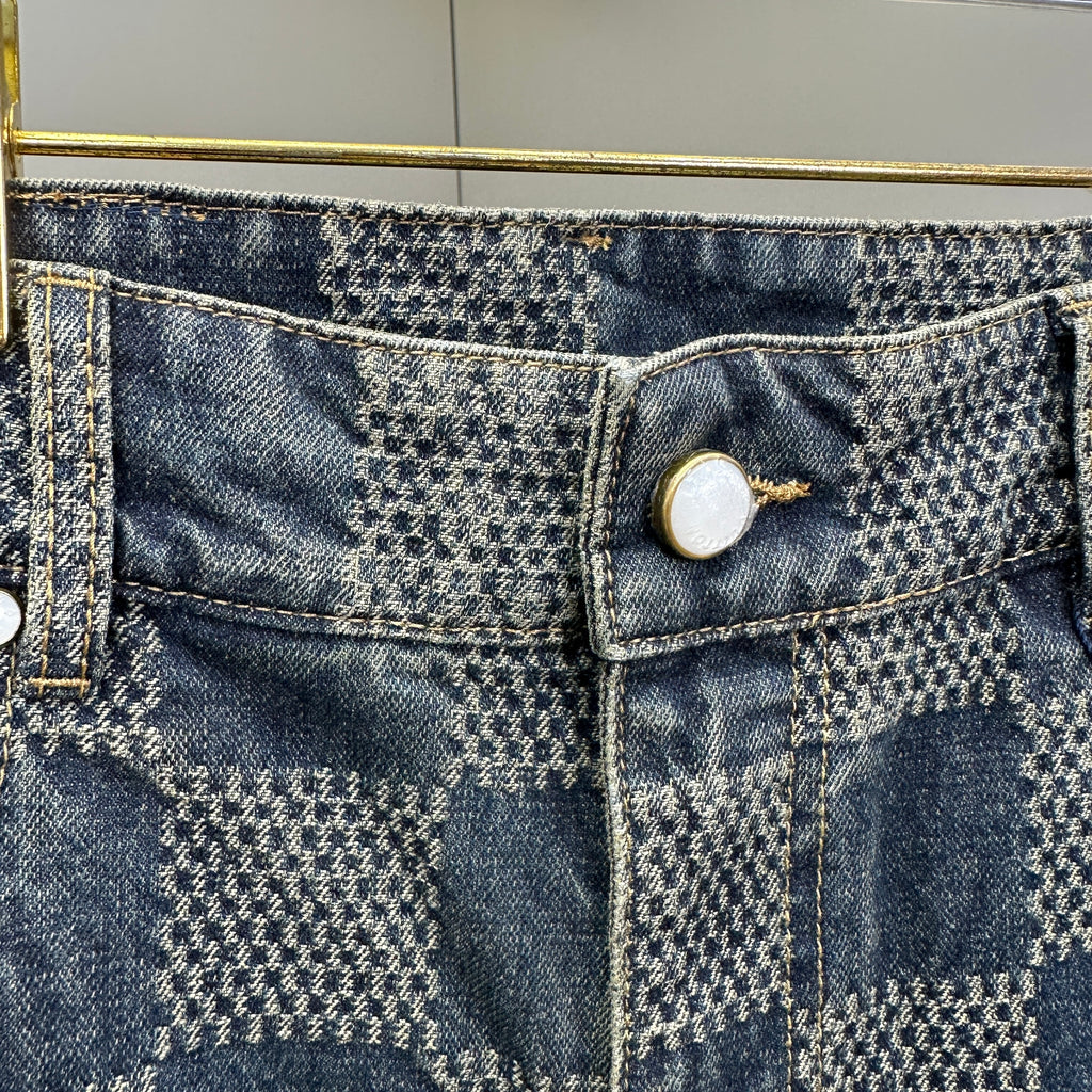 Louis Vuitton Vintage Tinted Damier Denim Trousers with Heritage Inscription