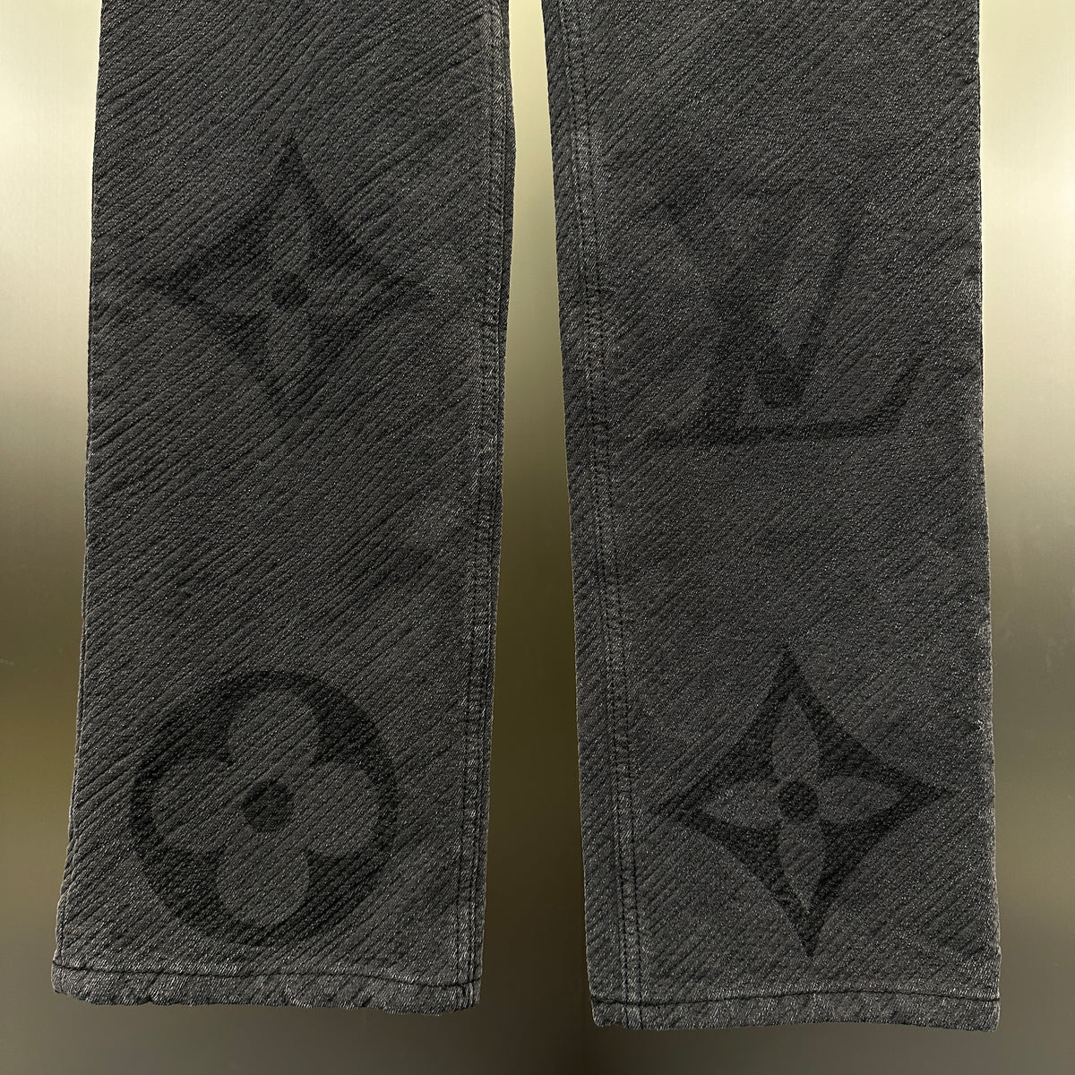 Louis Vuitton Tonal Oversized Monogram Jacquard Denim Trousers – Charcoal