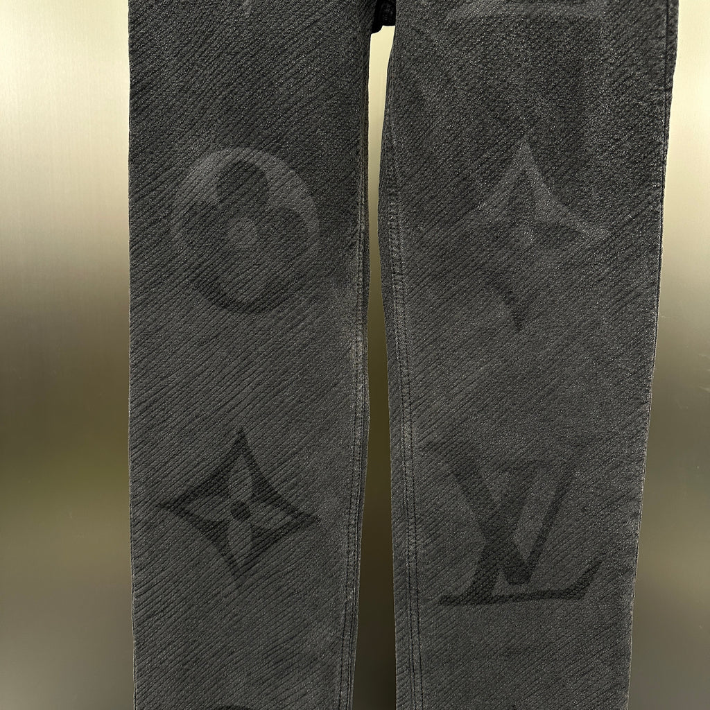 Louis Vuitton Tonal Oversized Monogram Jacquard Denim Trousers – Charcoal