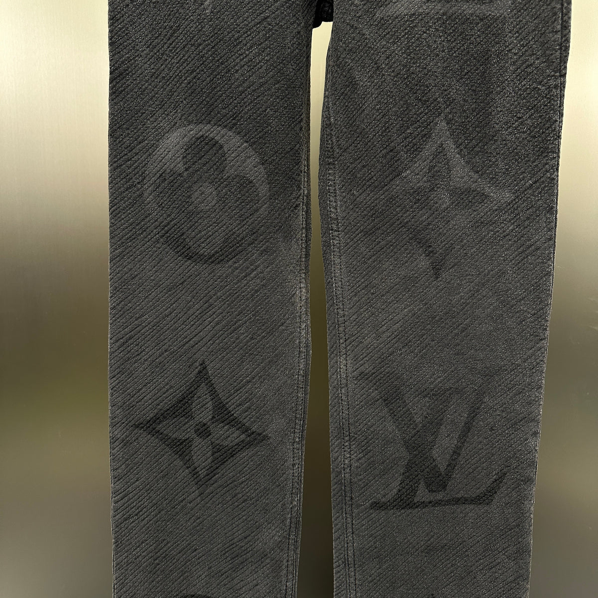 Louis Vuitton Tonal Oversized Monogram Jacquard Denim Trousers – Charcoal