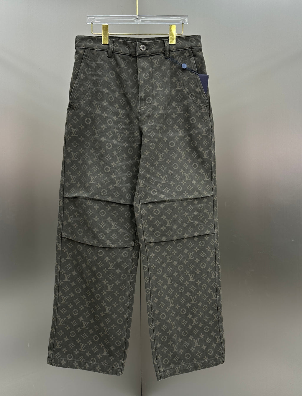 Louis Vuitton All-Over Monogram Charcoal Workwear Denim Trousers