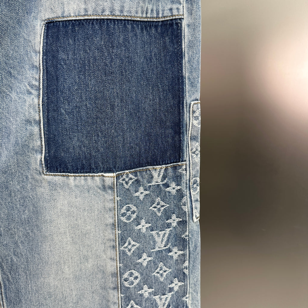 Louis Vuitton Multi-Wash Monogram Denim Trousers with Raw Hem