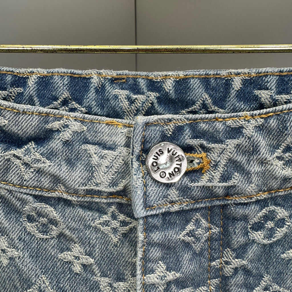 Louis Vuitton Neon Graffiti Logo Monogram Denim Trousers – Bleached Indigo