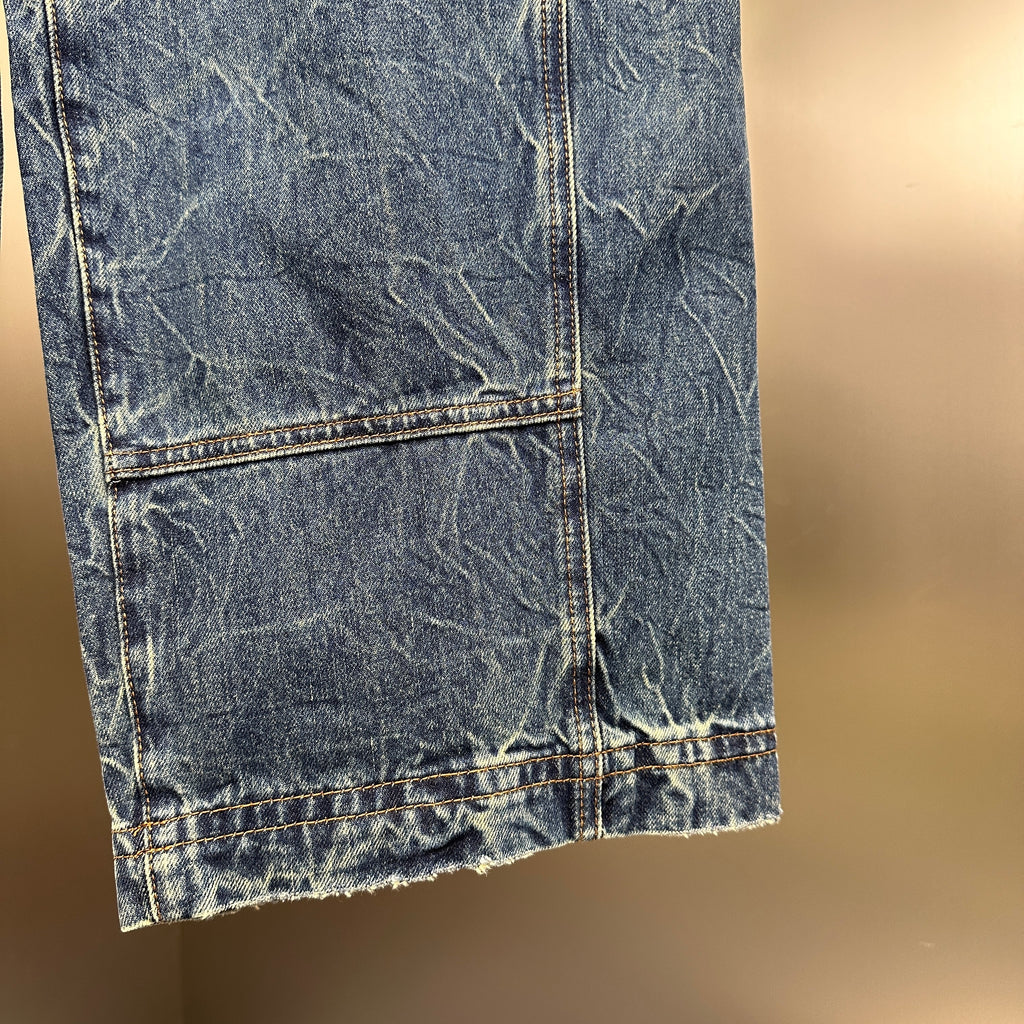 Louis Vuitton Western Turquoise Accent Distressed Utility Denim Trousers
