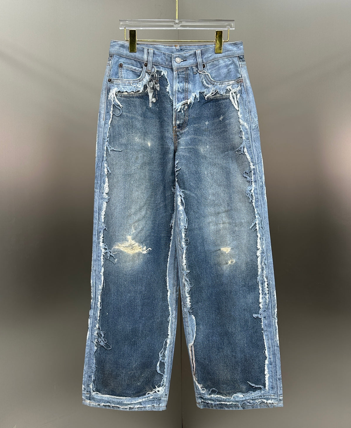 Acne Studios Deconstructed Frayed Denim Panel Jeans
