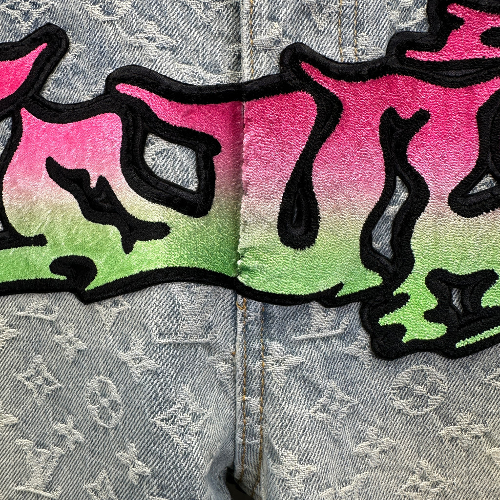 Louis Vuitton Neon Graffiti Logo Monogram Denim Trousers – Bleached Indigo