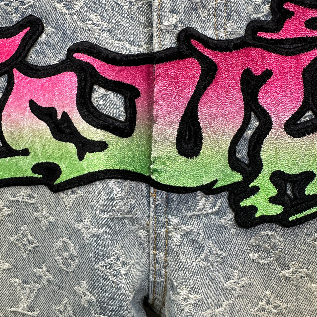 Louis Vuitton Neon Graffiti Logo Monogram Denim Trousers – Bleached Indigo