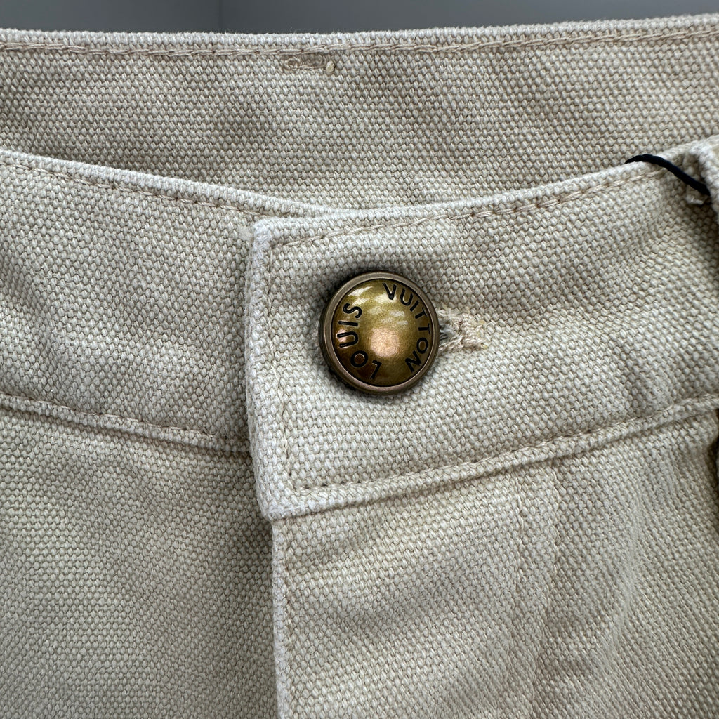 Louis Vuitton Subtle Monogram Motif Off-White Denim Trousers