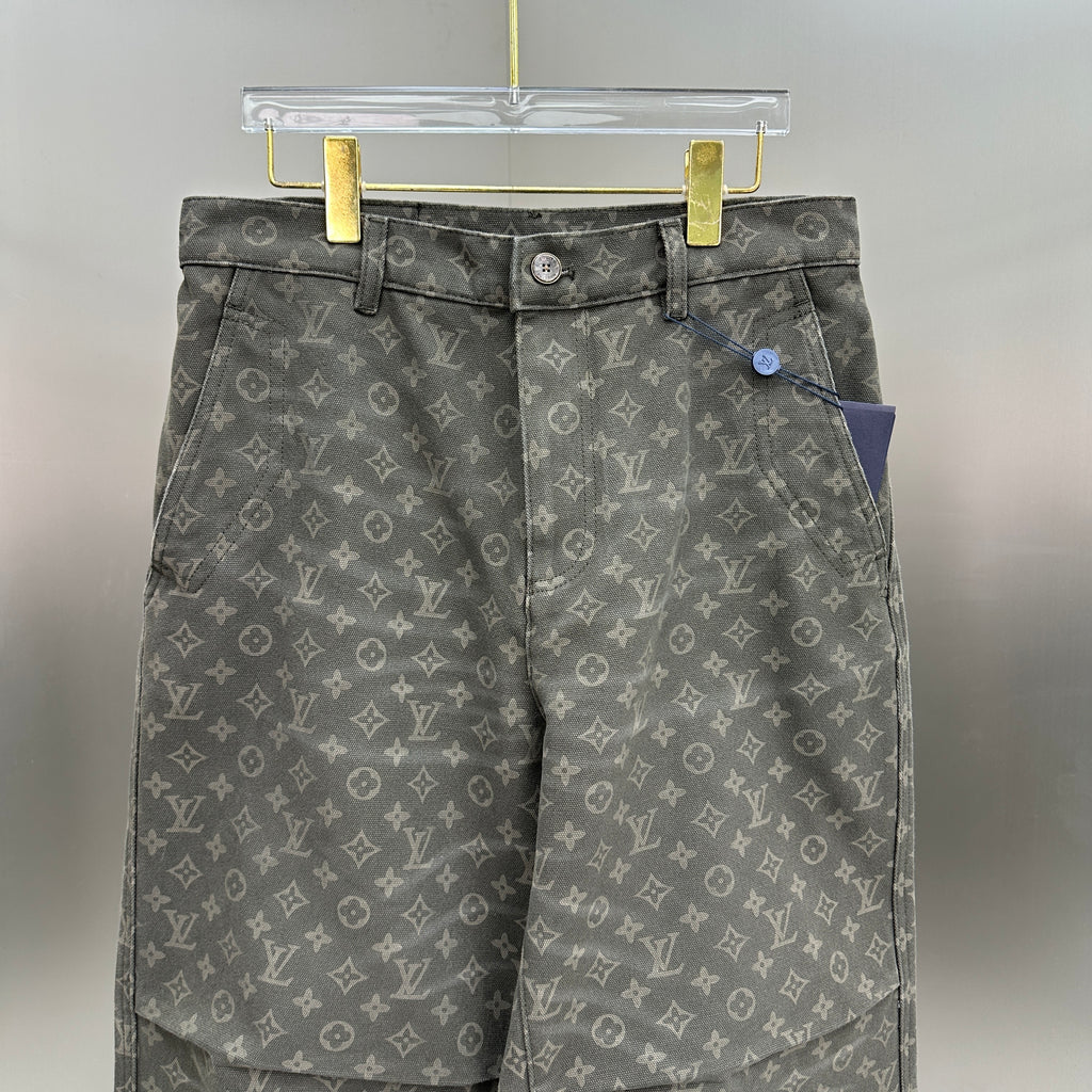 Louis Vuitton All-Over Monogram Charcoal Workwear Denim Trousers