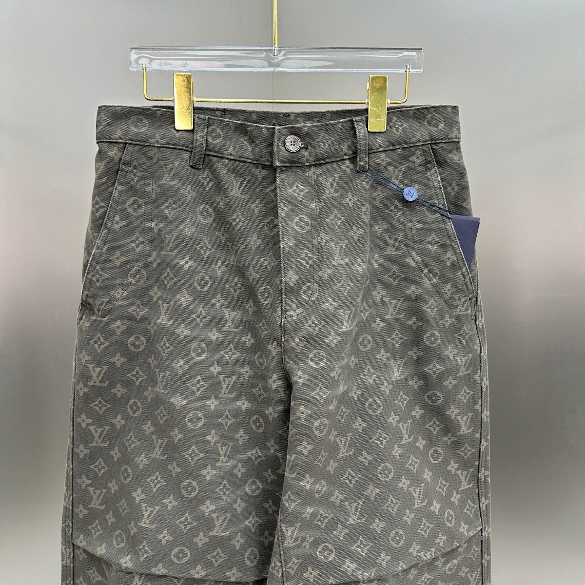 Louis Vuitton All-Over Monogram Charcoal Workwear Denim Trousers