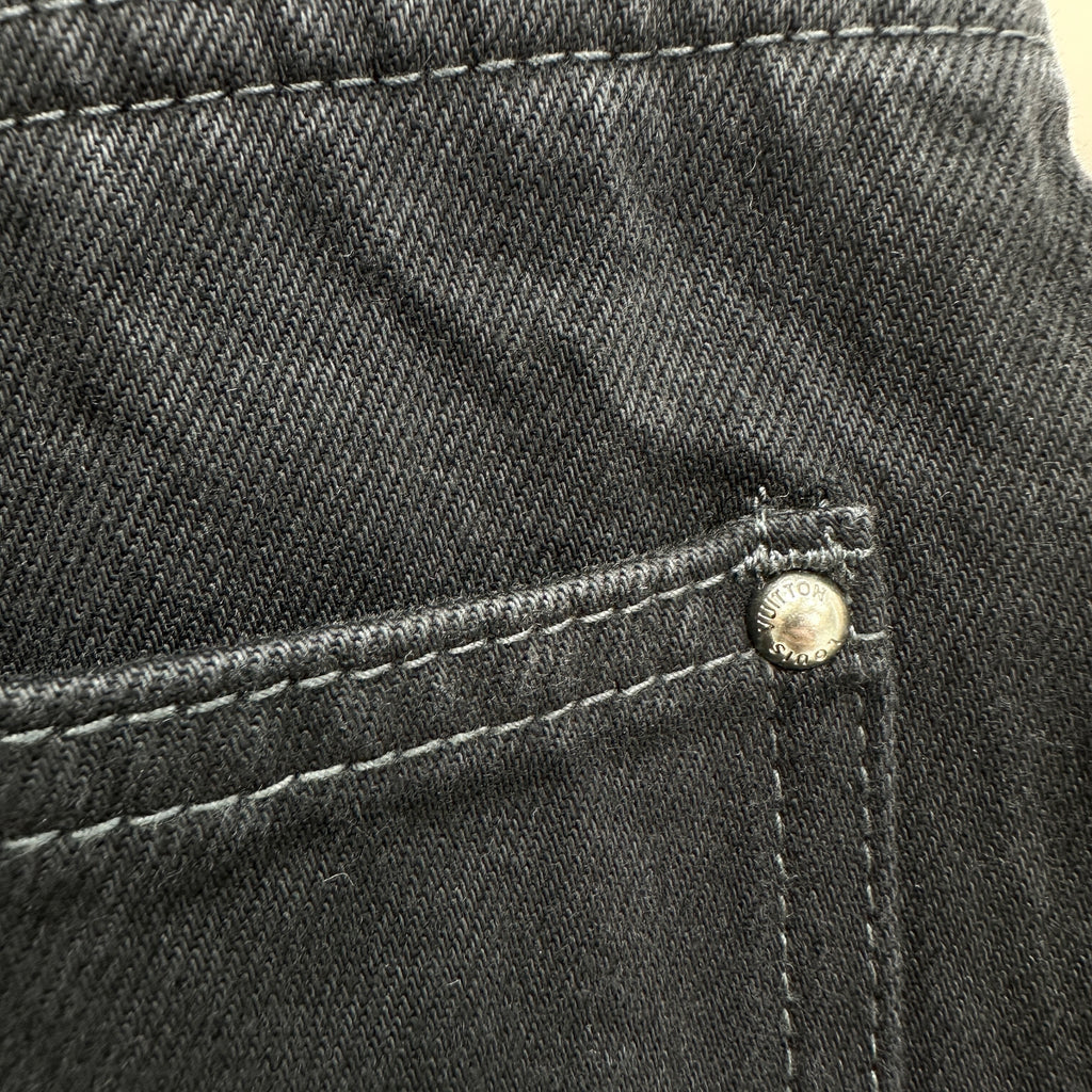 Louis Vuitton Cut-Out Monogram Jacquard Double-Knee Denim Trousers