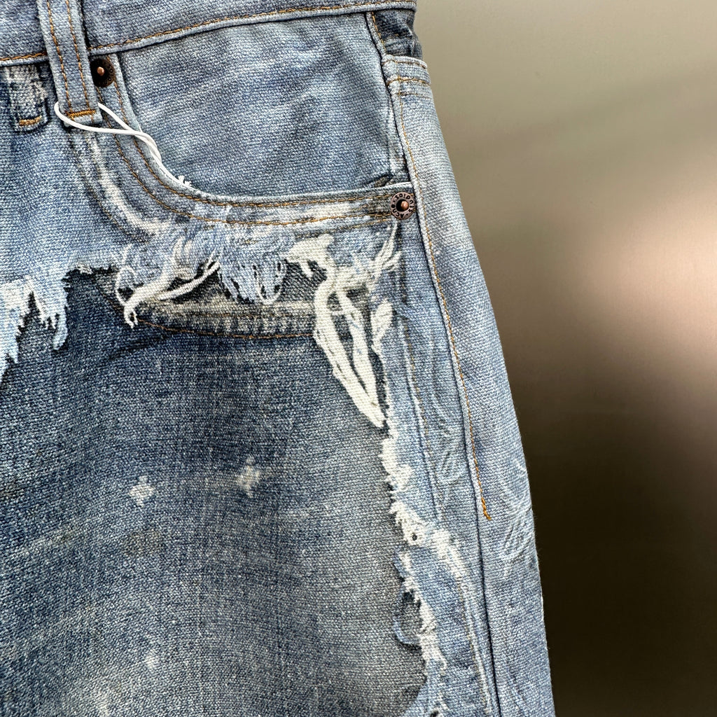 Acne Studios Deconstructed Frayed Denim Panel Jeans