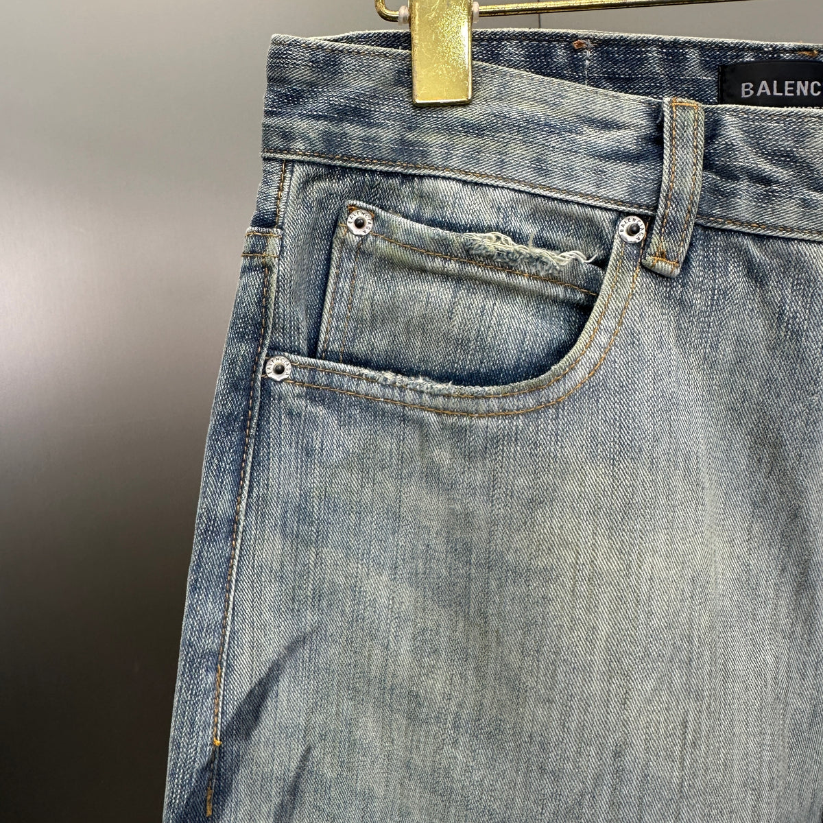 Balenciaga Faded Blue Flame Tribal Wide-Leg Denim
