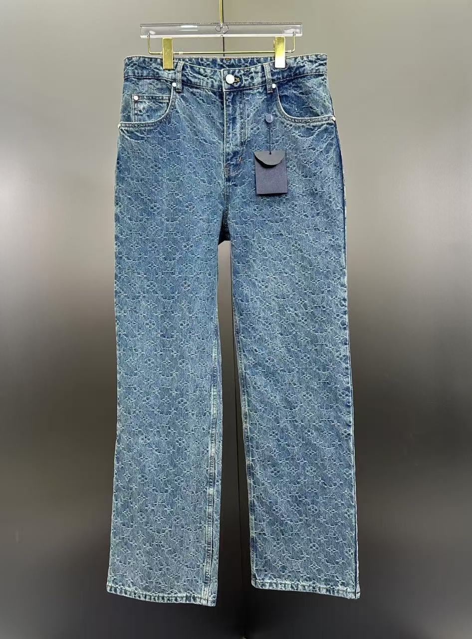 Louis Vuitton Frayed Monogram Cut-Out Denim Trousers – Washed Indigo