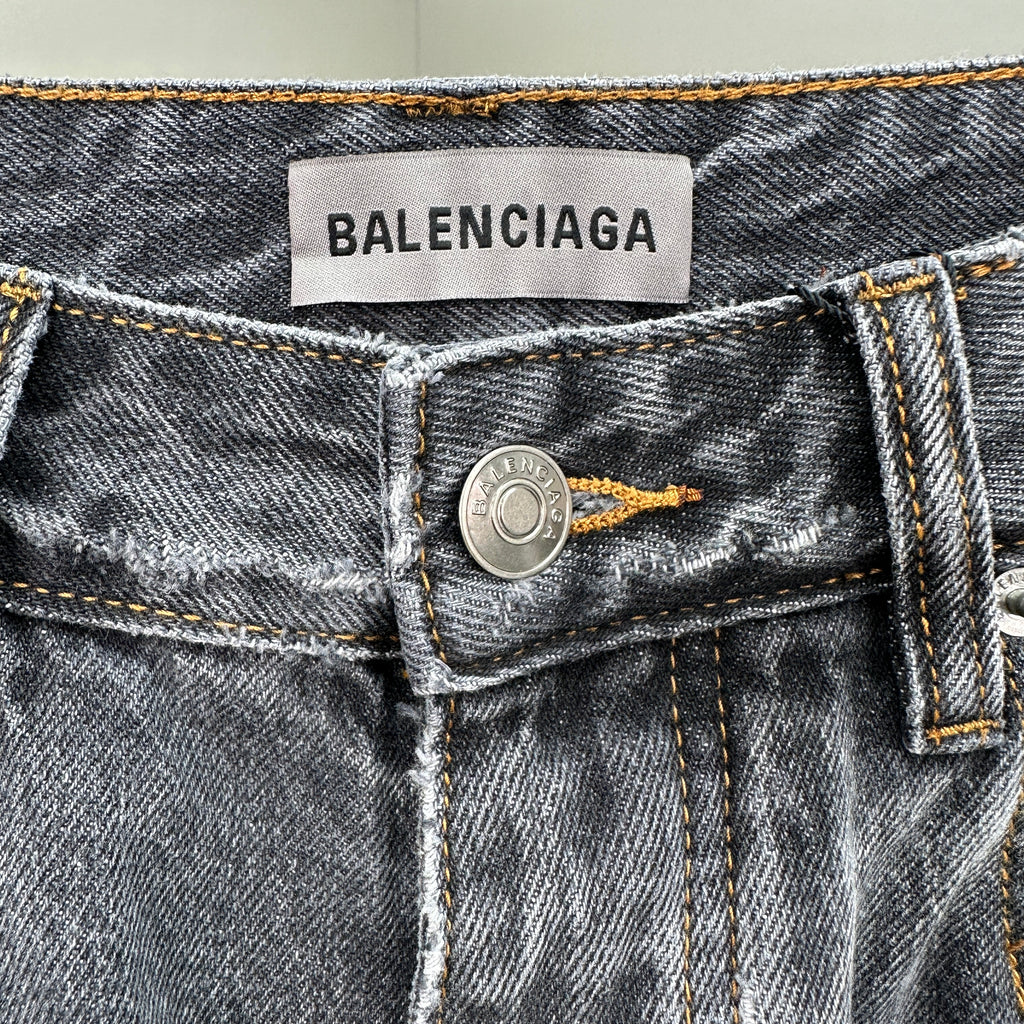 Balenciaga Crest & Artwork Embroidered Baggy Denim Pants