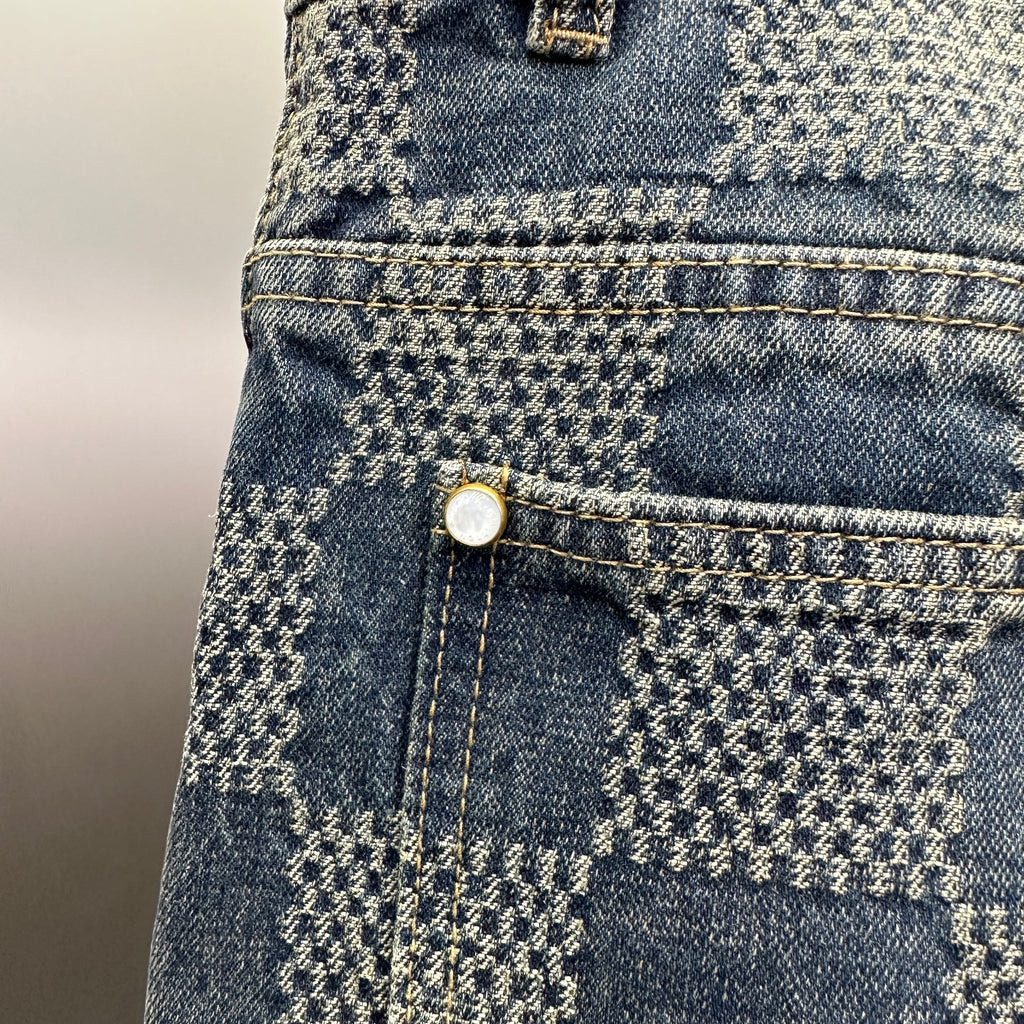 Louis Vuitton Vintage Tinted Damier Denim Trousers with Heritage Inscription
