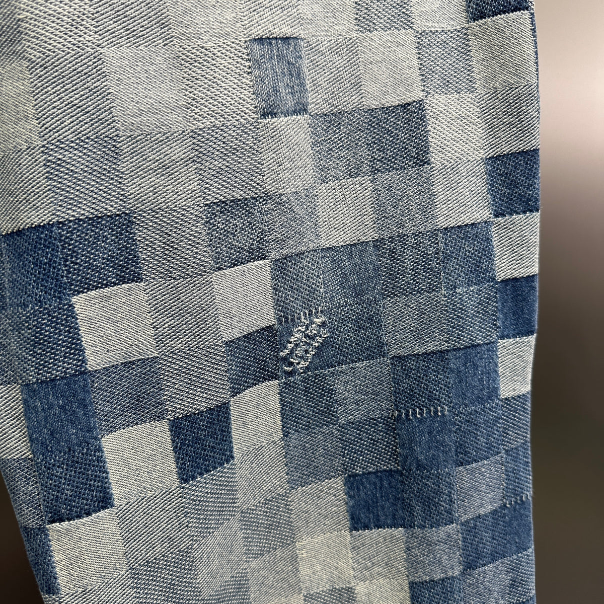 Louis Vuitton Pixelated Damier Indigo Denim Trousers with Heritage Signature