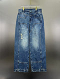 Louis Vuitton Western Turquoise Accent Distressed Utility Denim Trousers