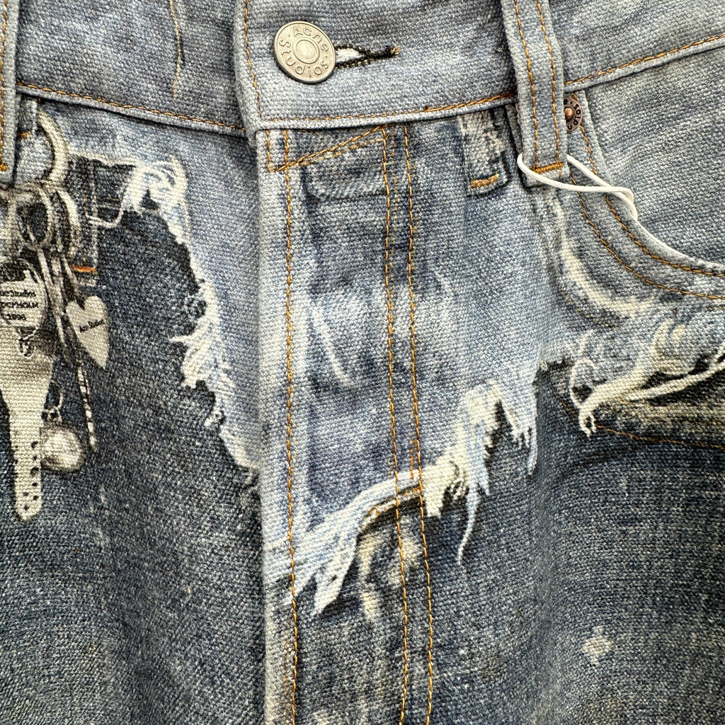 Acne Studios Deconstructed Frayed Denim Panel Jeans