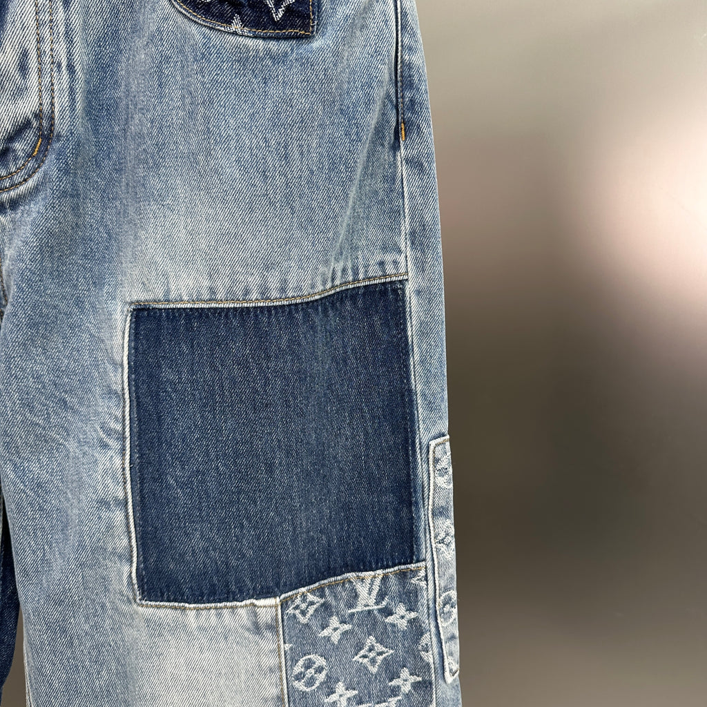 Louis Vuitton Multi-Wash Monogram Denim Trousers with Raw Hem