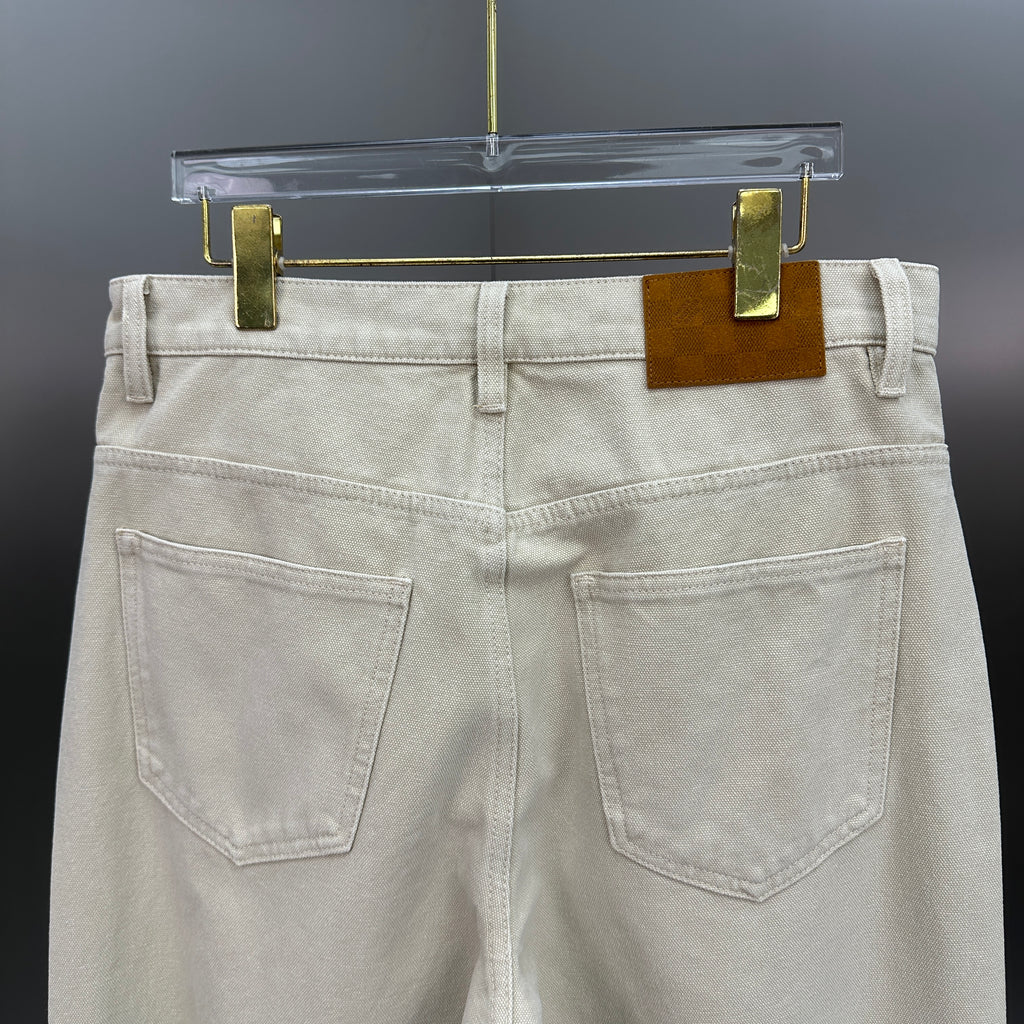 Louis Vuitton Subtle Monogram Motif Off-White Denim Trousers