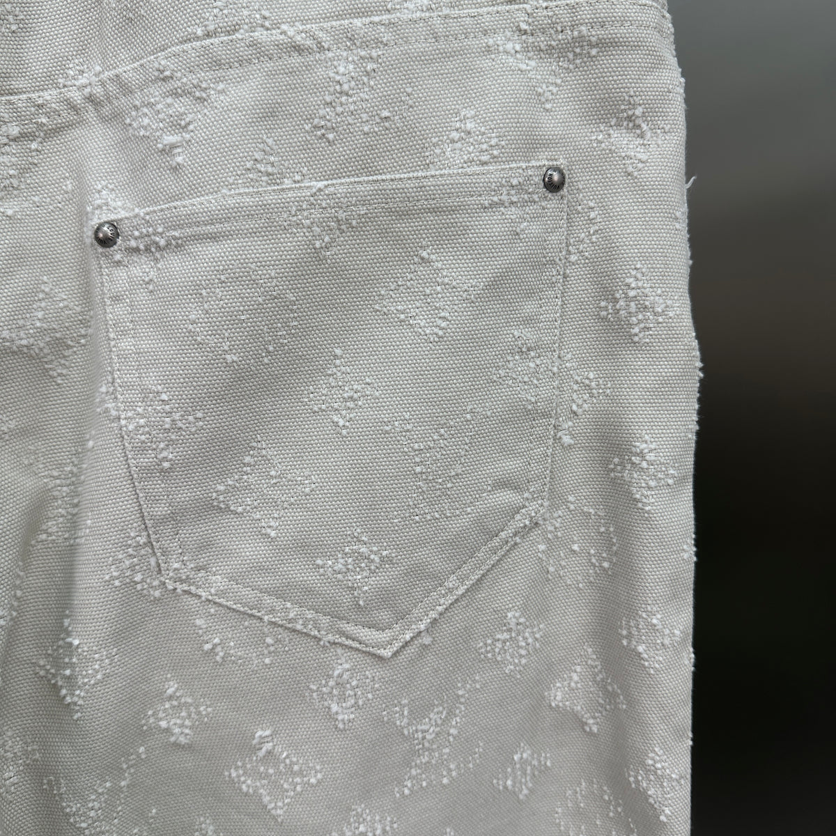 Louis Vuitton All-Over Monogram Embossed Off-White Denim Pants