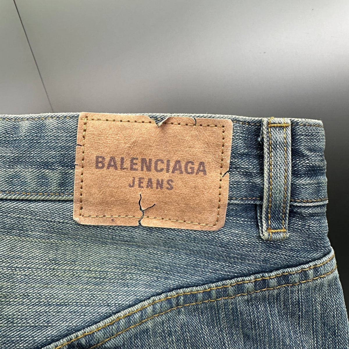 Balenciaga Faded Blue Flame Tribal Wide-Leg Denim