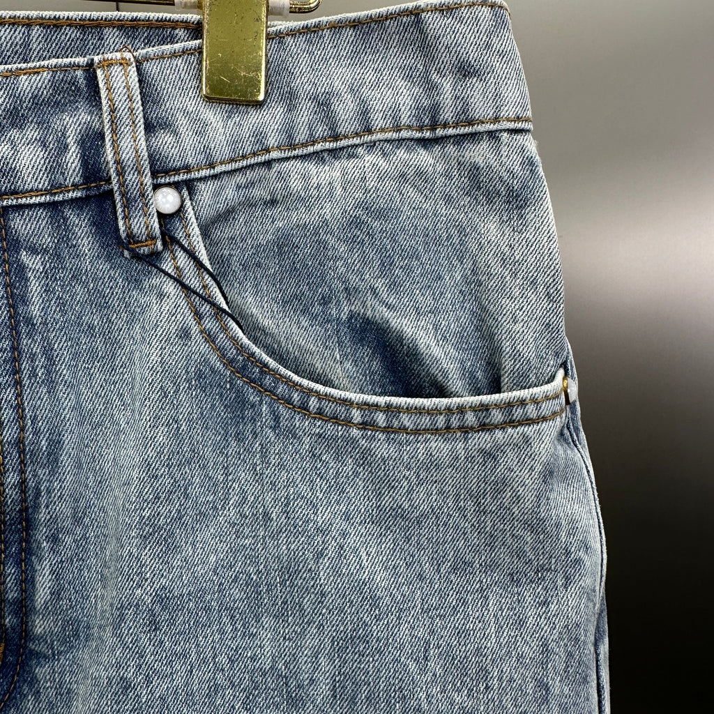 Louis Vuitton Light Indigo Denim Trousers with Heritage Leather LV Patch