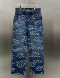 Louis Vuitton White Embroidered Cloud Motif Denim Trousers – Dark Blue
