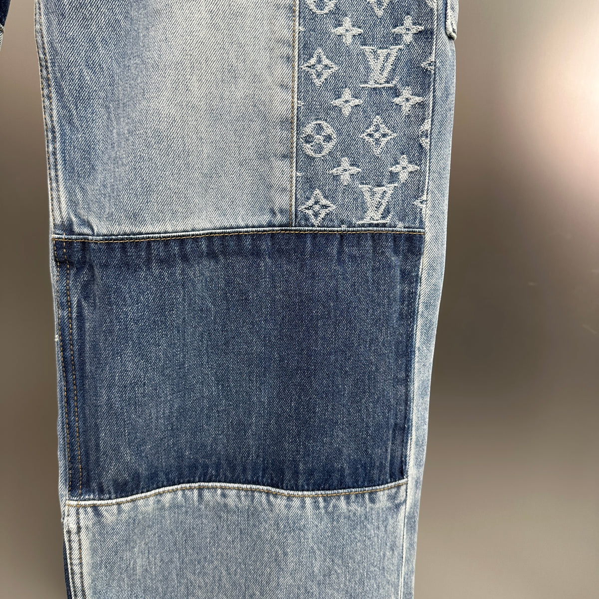 Louis Vuitton Multi-Wash Monogram Denim Trousers with Raw Hem