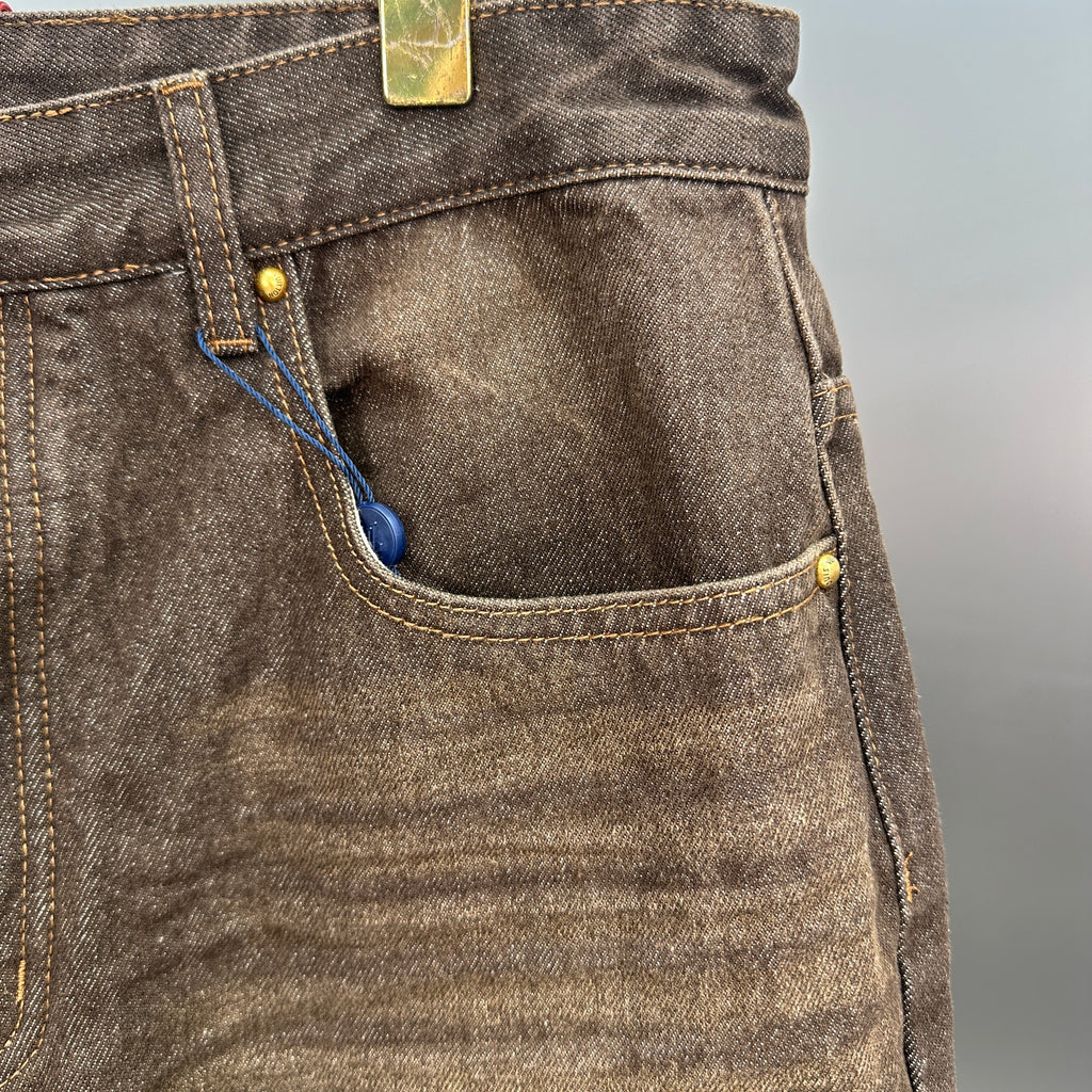 Louis Vuitton Earth Brown Whiskered Straight Denim Trousers