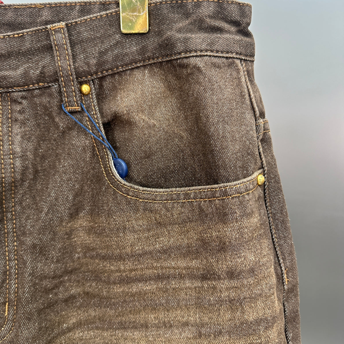 Louis Vuitton Earth Brown Whiskered Straight Denim Trousers