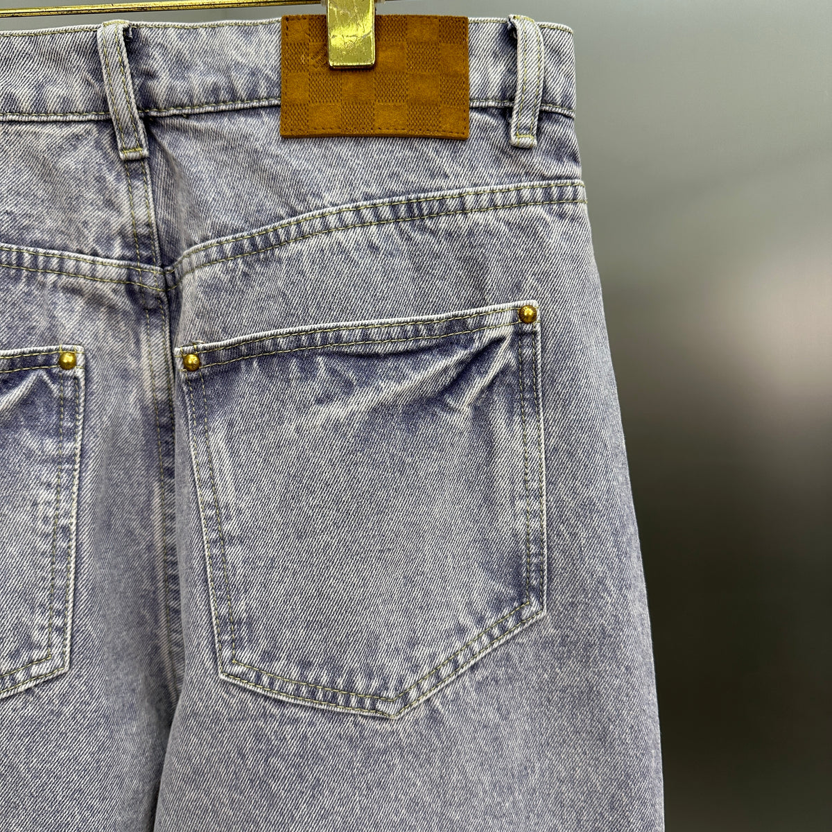 Louis Vuitton Faded Violet Denim Trousers with Leather Pocket Patch
