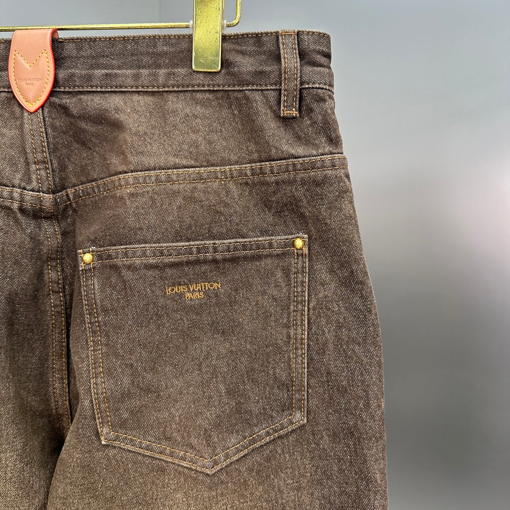 Louis Vuitton Earth Brown Whiskered Straight Denim Trousers