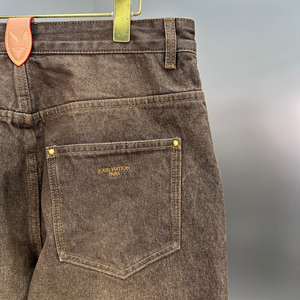 Louis Vuitton Earth Brown Whiskered Straight Denim Trousers