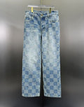 Louis Vuitton Bleached Damier Pattern Denim Trousers with Heritage Inscription