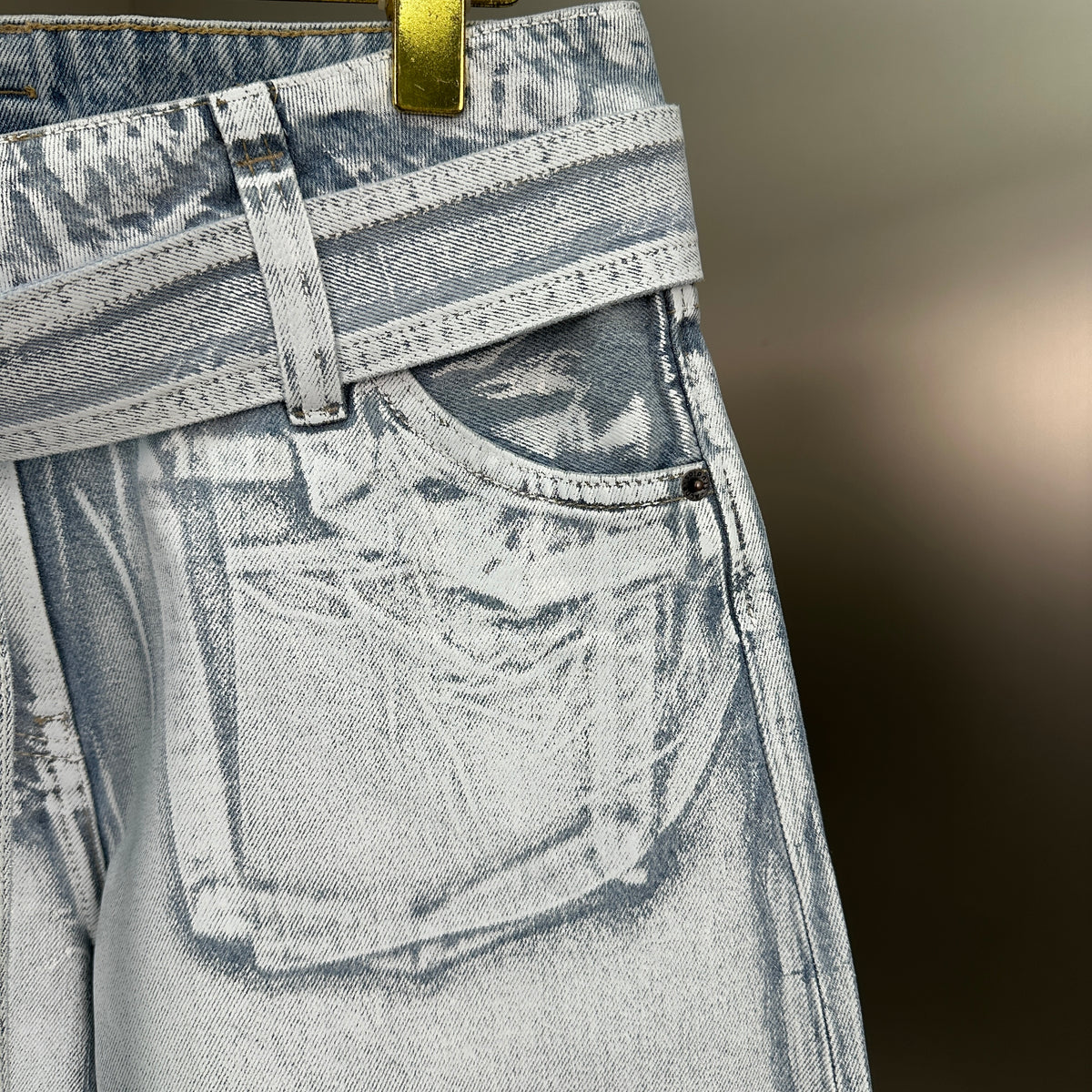 Acne Studios High-Waisted Wide-Leg Denim Pants with Matching Belt