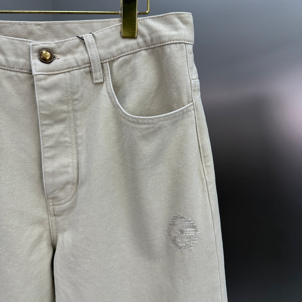 Louis Vuitton Subtle Monogram Motif Off-White Denim Trousers