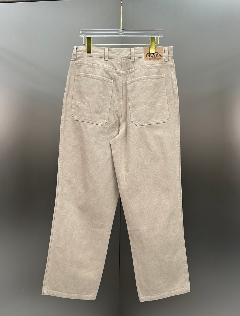 Prada Minimalist Beige Cotton Straight Denim Pants